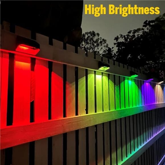Brighter Solar Fence Lights 12 Pack, RGB 8 Colors, Dusk to Dawn Deck Light - Picture 2 of 7